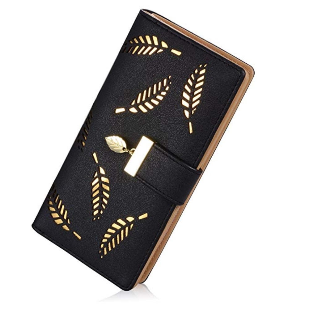 Women's Long Leather Card Holder Purse Zipper Buck